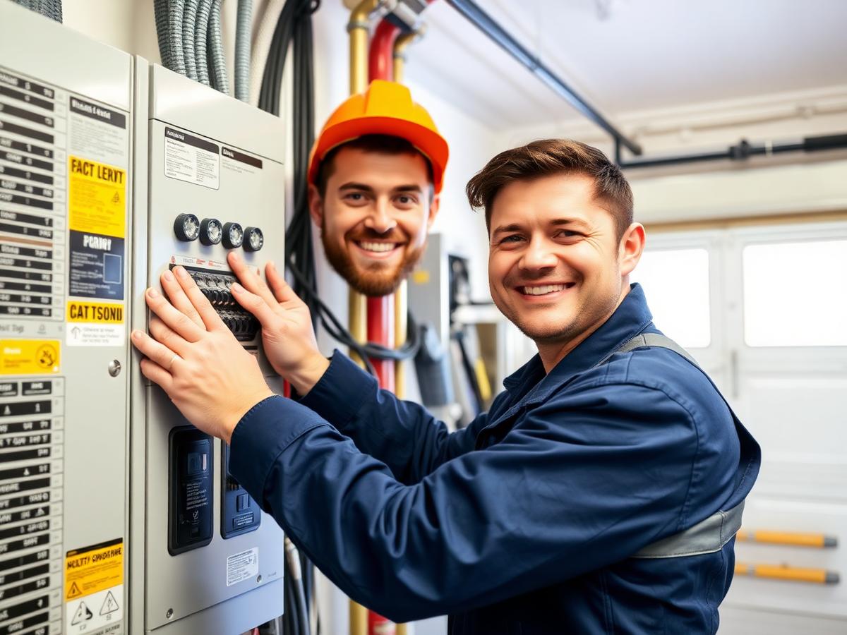Licensed electrician working on residential panel